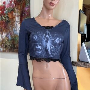 Corpse Bride S Crop Top with Bell Sleeves nwt gothic goth